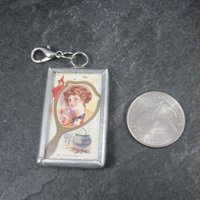 Vintage Halloween When Witches Go Riding Postcard Pendant Charm