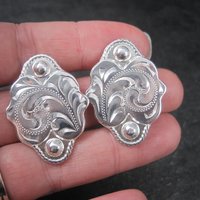 Vintage Etched Western Earrings Circle Y of Yoakum