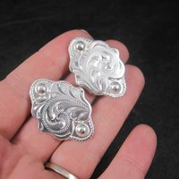 Vintage Etched Western Earrings Circle Y of Yoakum