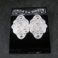 Vintage Etched Western Earrings Circle Y of Yoakum