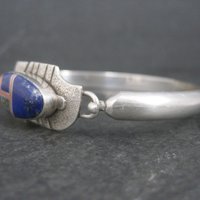 Vintage Navajo Inlaid Feather Bracelet 7 Inches G Howe