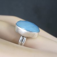 Vintage Sterling Faceted Chalcedony Ring Size 8