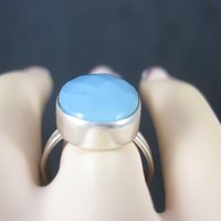 Vintage Sterling Faceted Chalcedony Ring Size 8