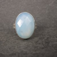 Vintage Sterling Faceted Chalcedony Ring Size 8