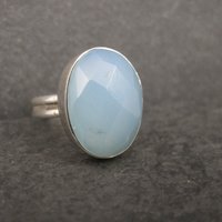Vintage Sterling Faceted Chalcedony Ring Size 8