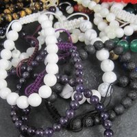 Wholesale Lot of 28 Adjustable Macrame Gemstone Bracelets