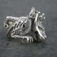Huge Vintage Sterling Dragon Ring Size 10.5