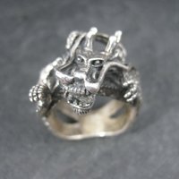 Huge Vintage Sterling Dragon Ring Size 10.5
