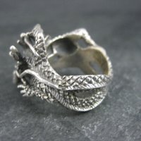Huge Vintage Sterling Dragon Ring Size 10.5