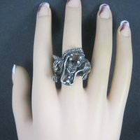 Huge Vintage Sterling Dragon Ring Size 10.5
