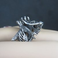 Huge Vintage Sterling Dragon Ring Size 10.5