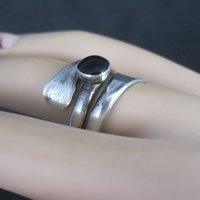 Vintage Sterling Black Wrap Ring Size 7