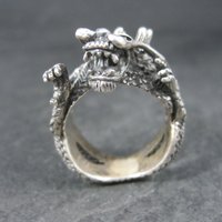 Huge Vintage Sterling Dragon Ring Size 10.5