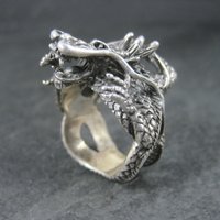 Huge Vintage Sterling Dragon Ring Size 10.5