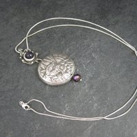 Heavy Sterling Amethyst Dragon Moon Pendant Necklace