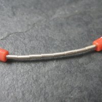 Southwestern Sterling Liquid Silver Coral Bracelet 7.5 Inches
