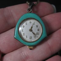Art Deco Sterling Swiss Enamel Watch Pendant
