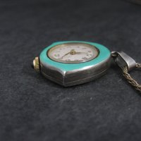 Art Deco Sterling Swiss Enamel Watch Pendant