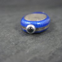 Ahrens Lucerne Art Deco Sterling Blue Enamel Watch Pendant