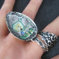 Vintage Enamel Hand Painted Ballerina Spoon Ring Size 9
