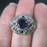 Sterling Purple Spinel Black Tourmaline Ring Size 6