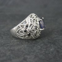 Sterling Purple Spinel Black Tourmaline Ring Size 6