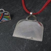 Vintage Enamel Sterling Handbag Necklace Earrings Jewelry Set
