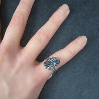 Vintage Southwestern Hematite Feather Ring