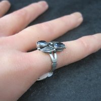 Vintage Southwestern Hematite Feather Ring