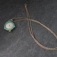 Art Deco Sterling Swiss Enamel Watch Pendant