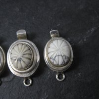 Lot of 3 Sterling Carved Howlite Box Clasp