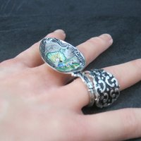 Vintage Enamel Hand Painted Ballerina Spoon Ring Size 9