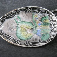 Vintage Enamel Hand Painted Ballerina Spoon Ring Size 9