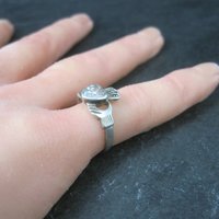 Vintage Sterling Cz Claddagh Ring Size 7