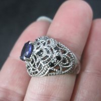 Sterling Purple Spinel Black Tourmaline Ring Size 6