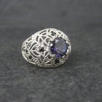Sterling Purple Spinel Black Tourmaline Ring Size 6