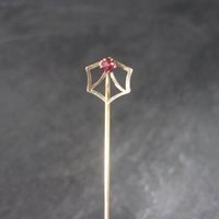 Dainty Art Deco 14K Spinel Stick Pin