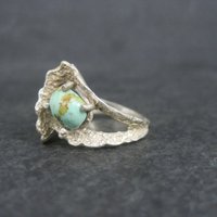 Vintage Sterling Organic Turquoise Ring Size 6
