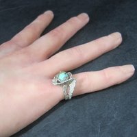 Vintage Sterling Organic Turquoise Ring Size 6