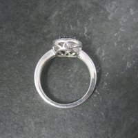 Vintage Sterling Black Cz Halo Ring Size 7