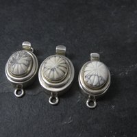 Lot of 3 Sterling Carved Howlite Box Clasp