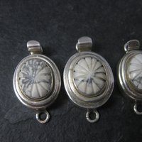 Lot of 3 Sterling Carved Howlite Box Clasp