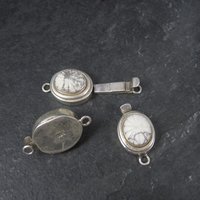 Lot of 3 Sterling Carved Howlite Box Clasp