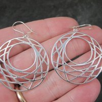 Vintage Sterling Web Moon Earrings