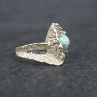 Vintage Sterling Organic Turquoise Ring Size 6