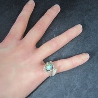 Vintage Sterling Organic Turquoise Ring Size 6