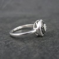 Vintage Sterling Black Cz Halo Ring Size 7