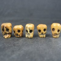 Lot of 5 Vintage Bone Rosary Skull Beads