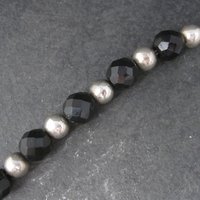 Vintage Black Sterling Bead Bracelet 7.25 Inches