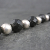 Vintage Black Sterling Bead Bracelet 7.25 Inches